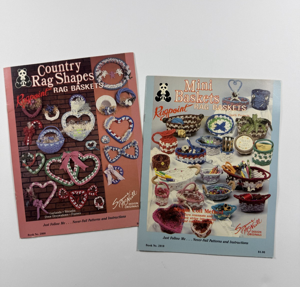 Vintage Rugpoint Design Originals Rag Baskets Pattern Books Suzanne McNeill